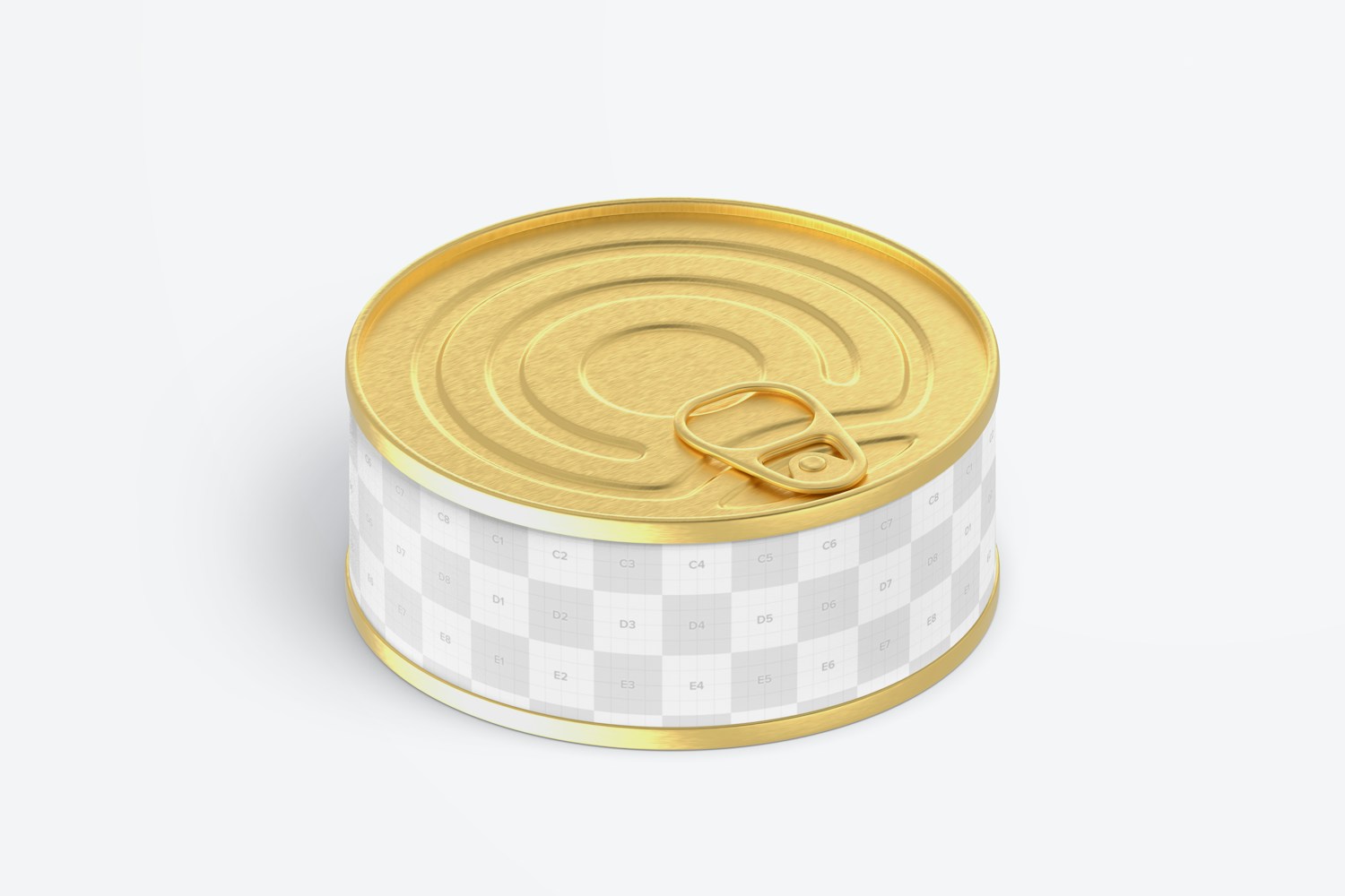 160gr Tuna Can Mockup, Isometric Front View