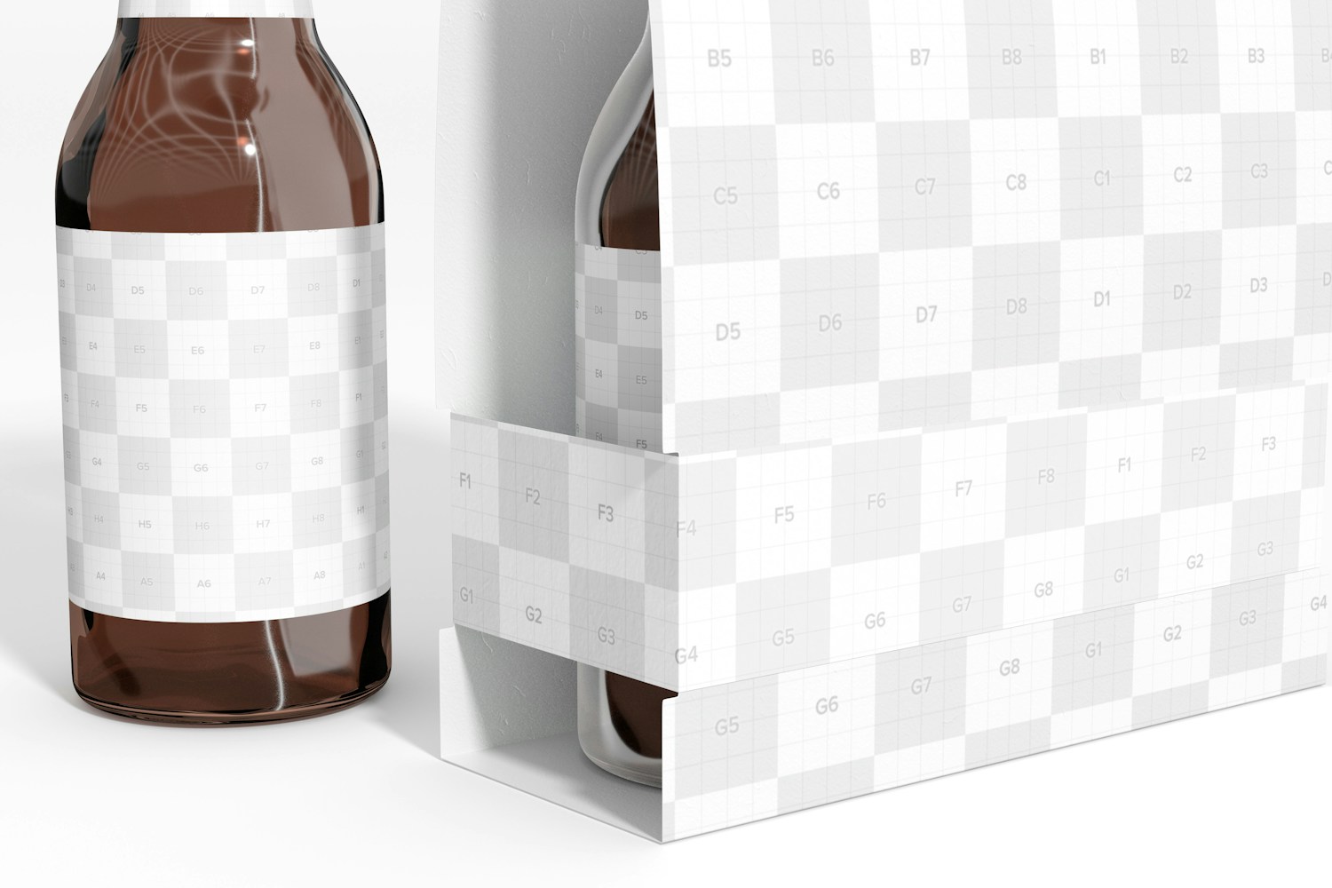 2 Pack Paper Bottle Holder Mockup, Close-Up 2 Pack Paper Bottle Holder Mockup, Close-Up