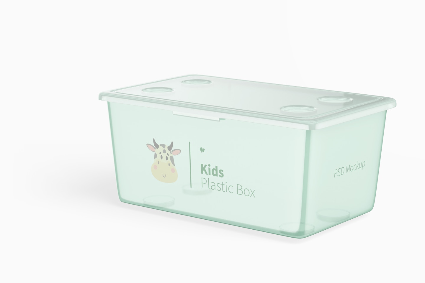 Kids Small Plastic Box with Lid Mockup, Right View