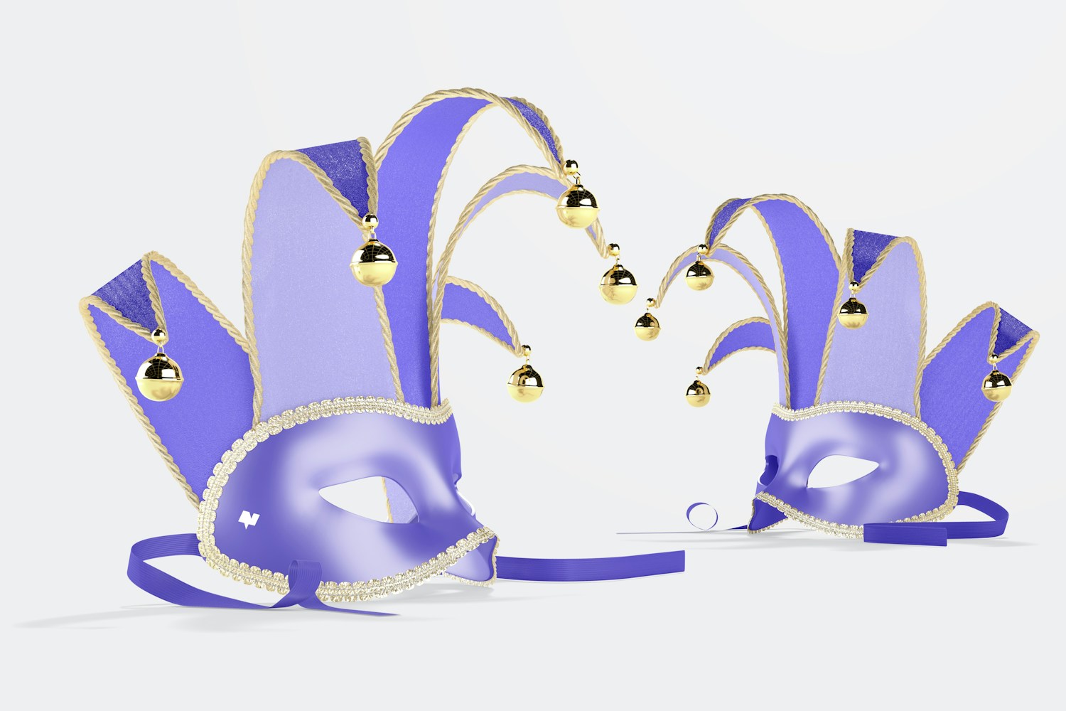 Jester Half-Face Masks Mockup, Left View Jester Half-Face Masks Mockup, Left View