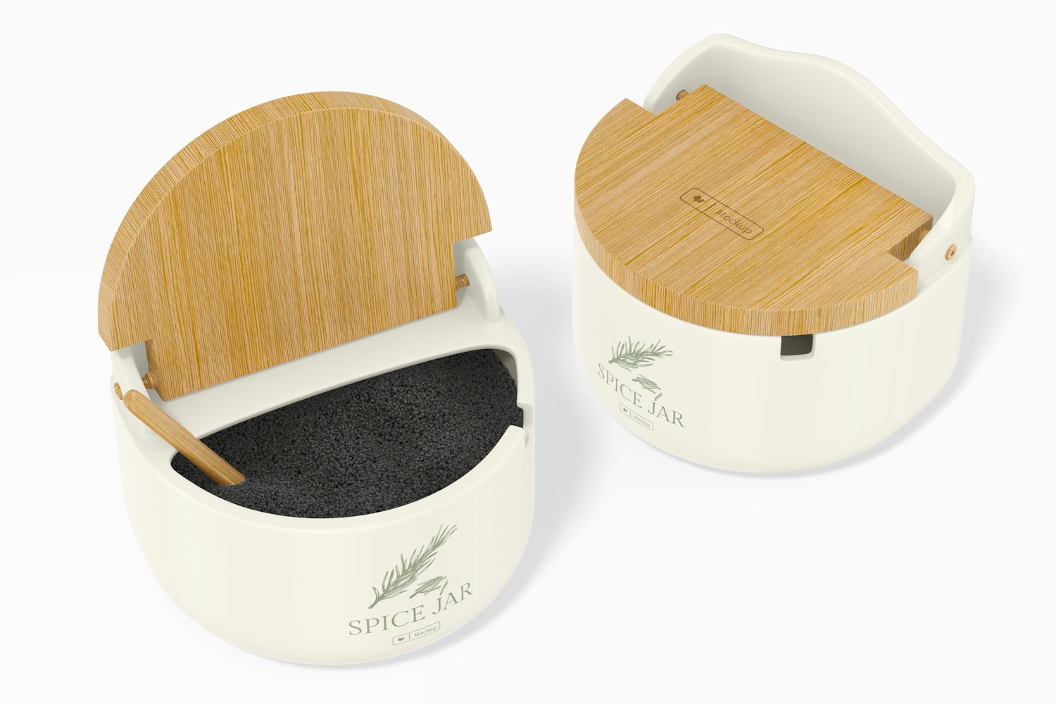 Flip Top Spice Jar Mockup, Opened and Closed