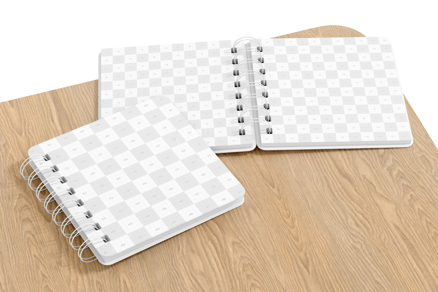Square Notebooks Mockup, Opened and Closed