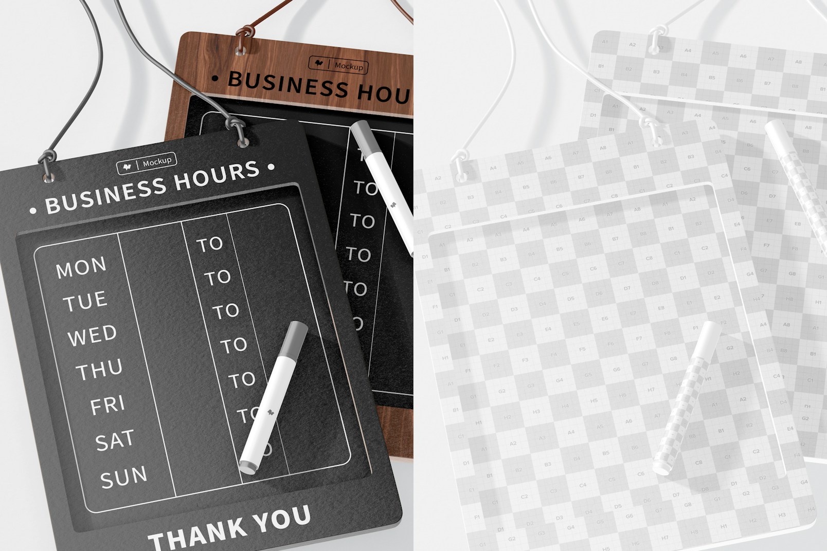 Business Hours Boards Mockup, Close Up