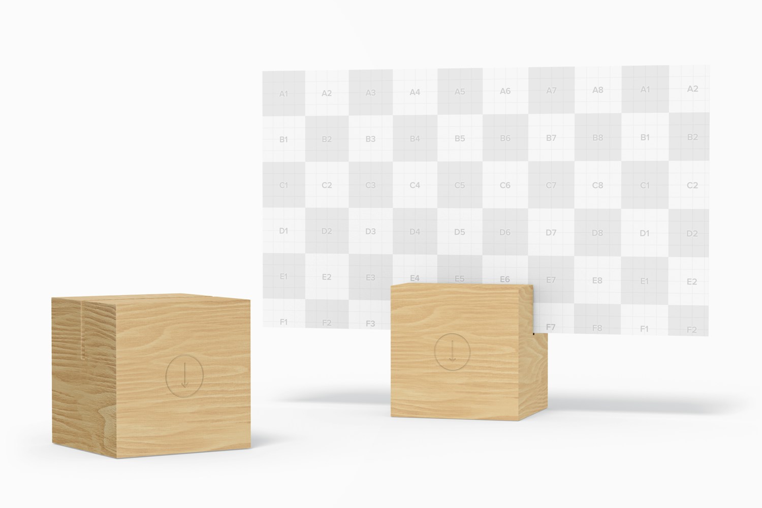 Wooden Table Stand with Card Mockup