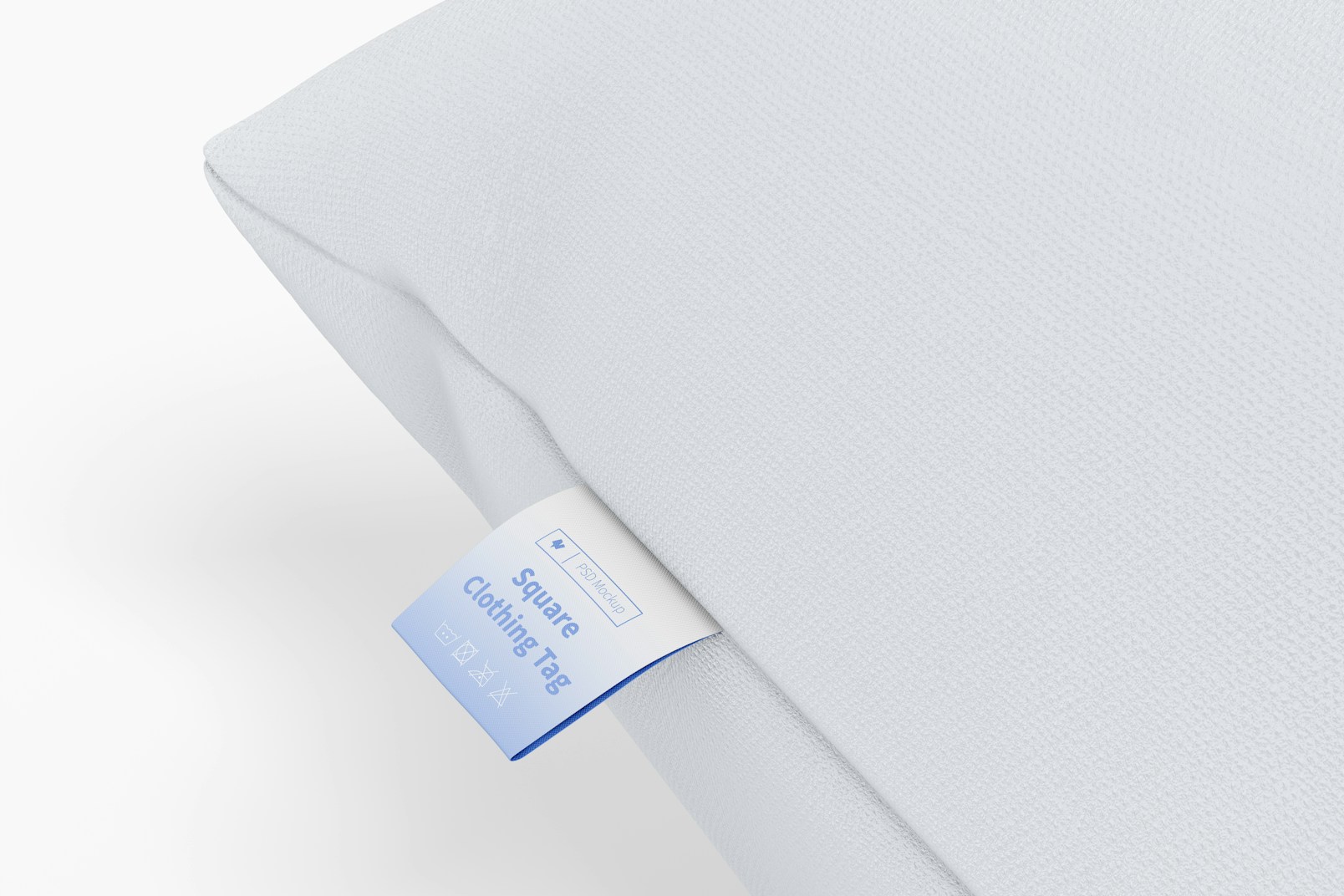 Square Clothing Tag on Pillow Mockup
