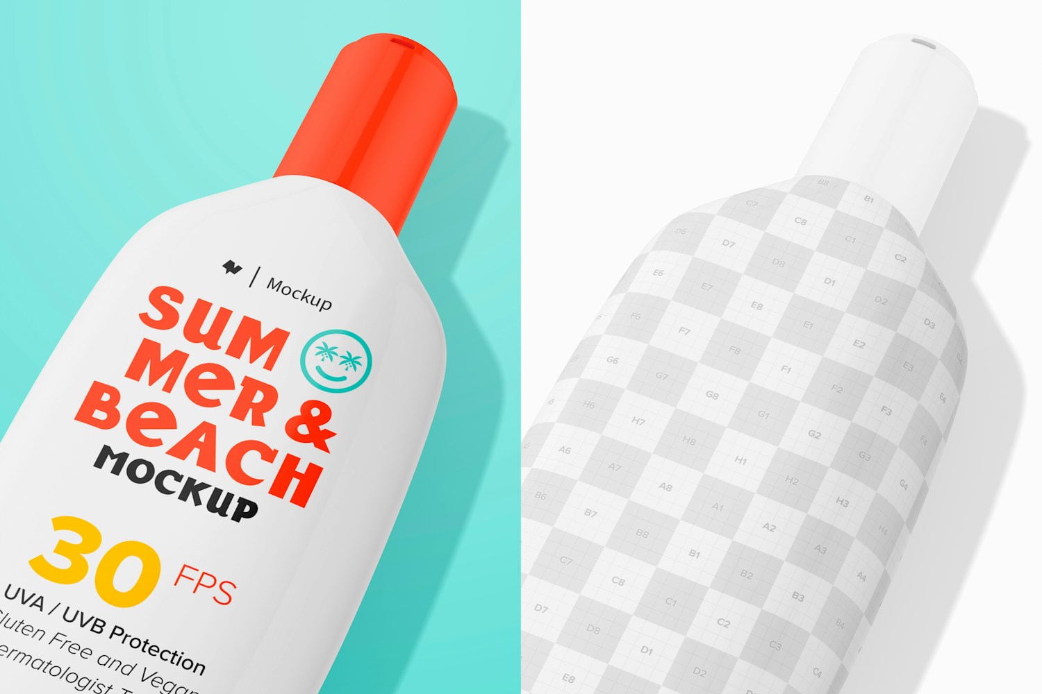 Beach Sunscreen Bottle Mockup