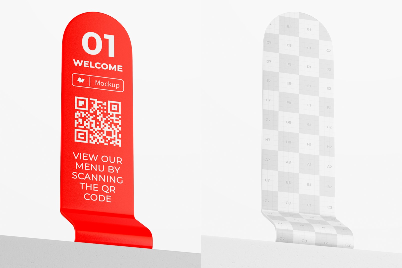 Restaurant Table Number Mockup, Low Angle View