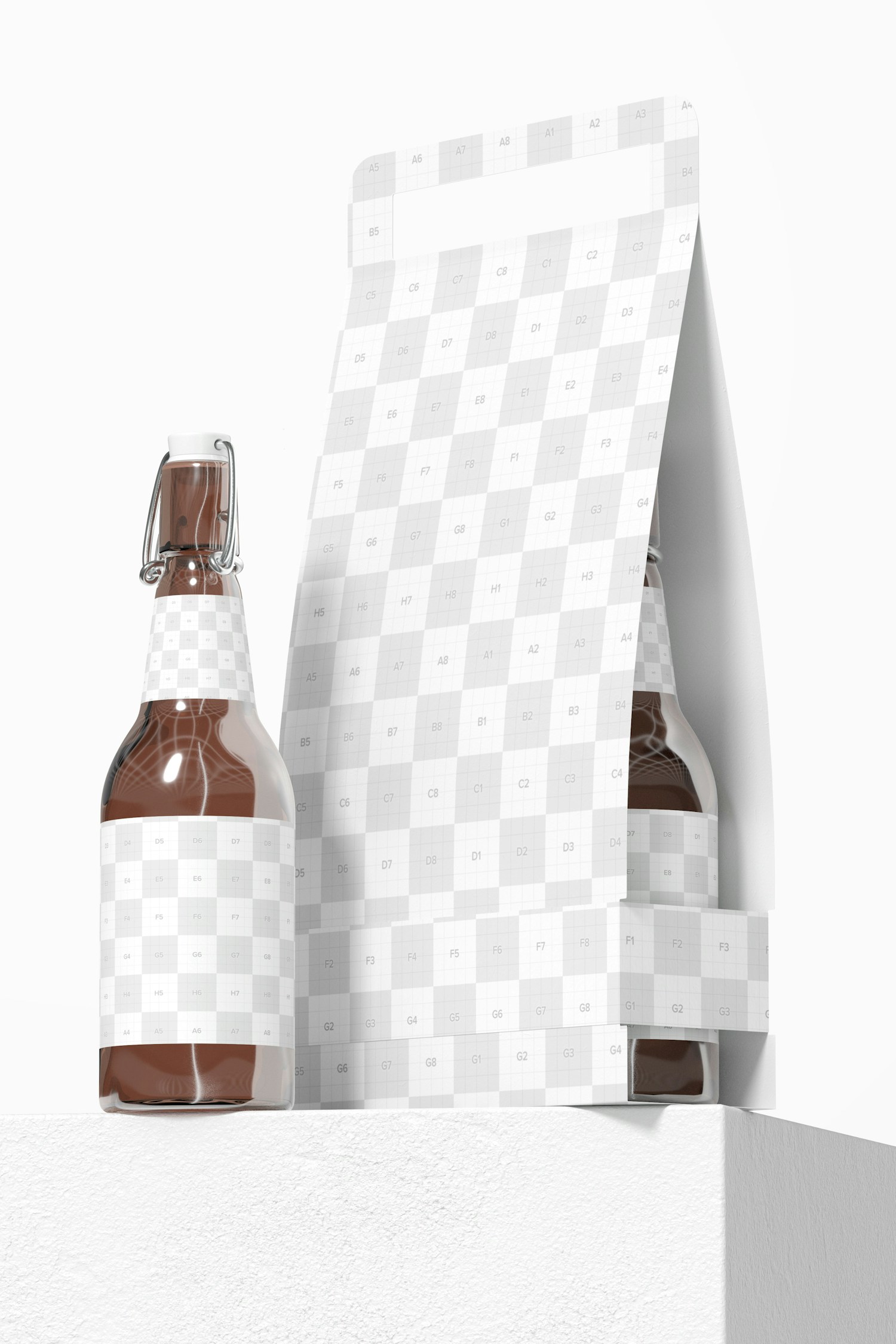 2 Pack Paper Bottle Holder Mockup, Front View
