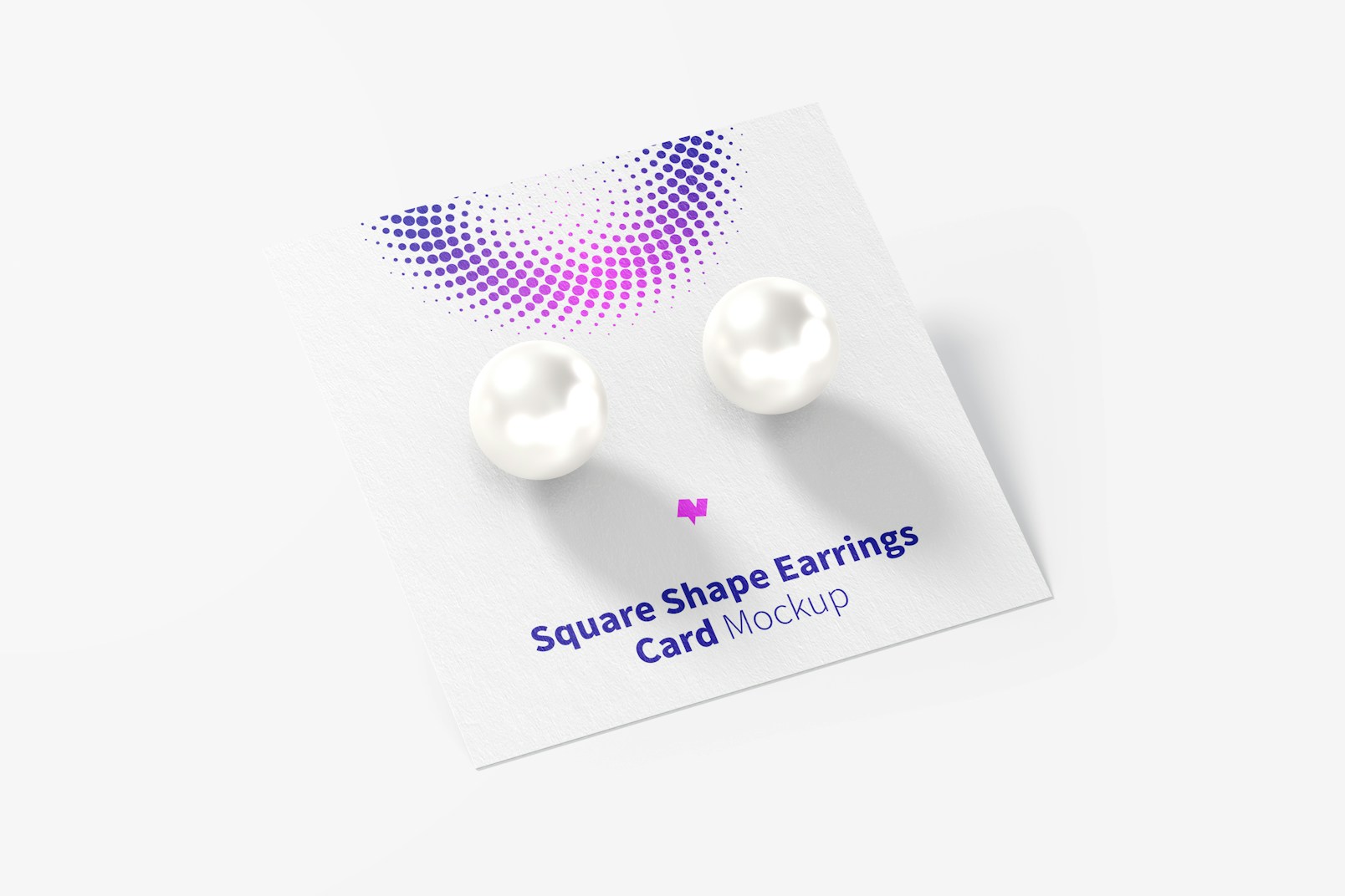 Square Shape Earrings Card Mockup, Top View