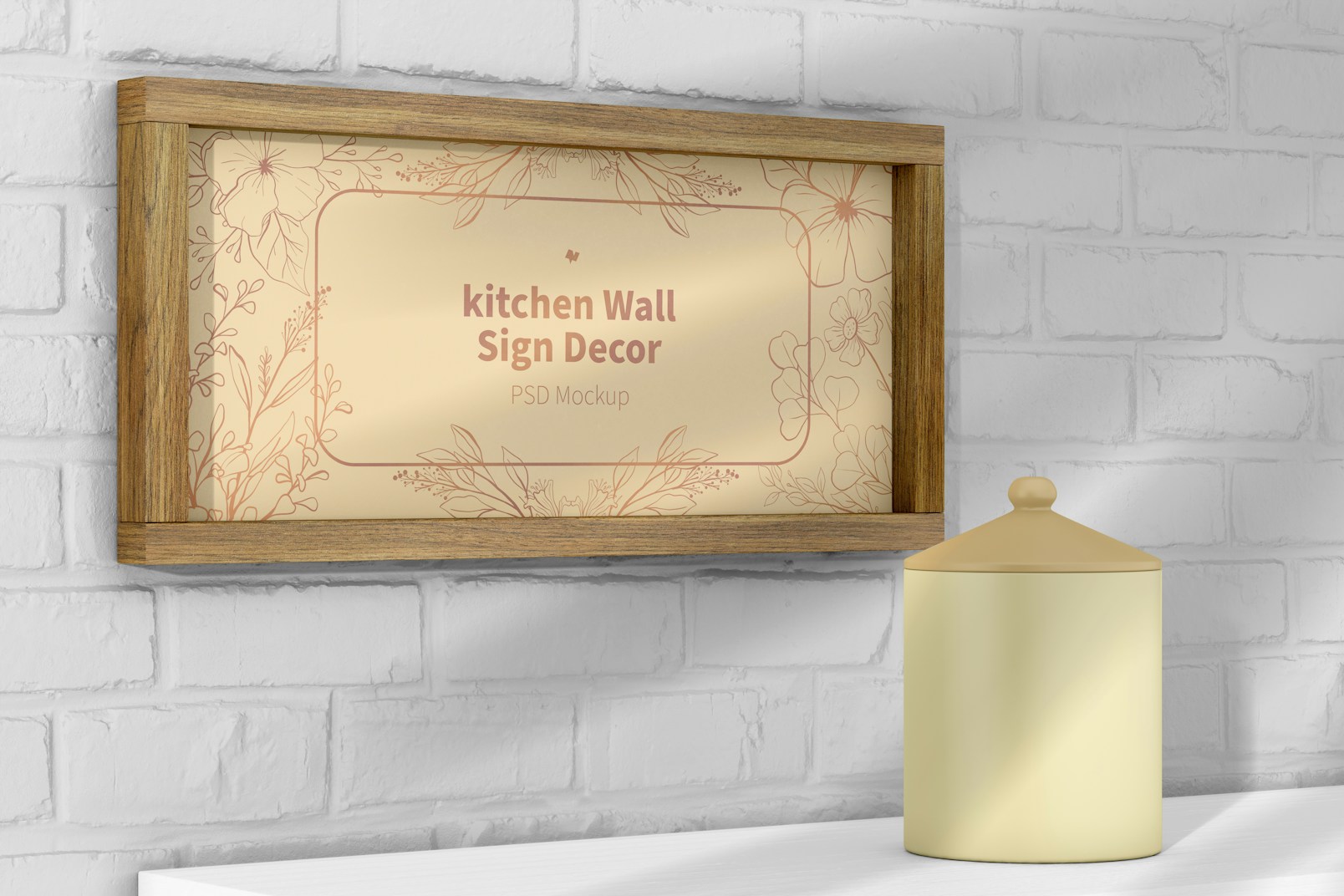 Kitchen Wall Sign Decor Mockup, Left View
