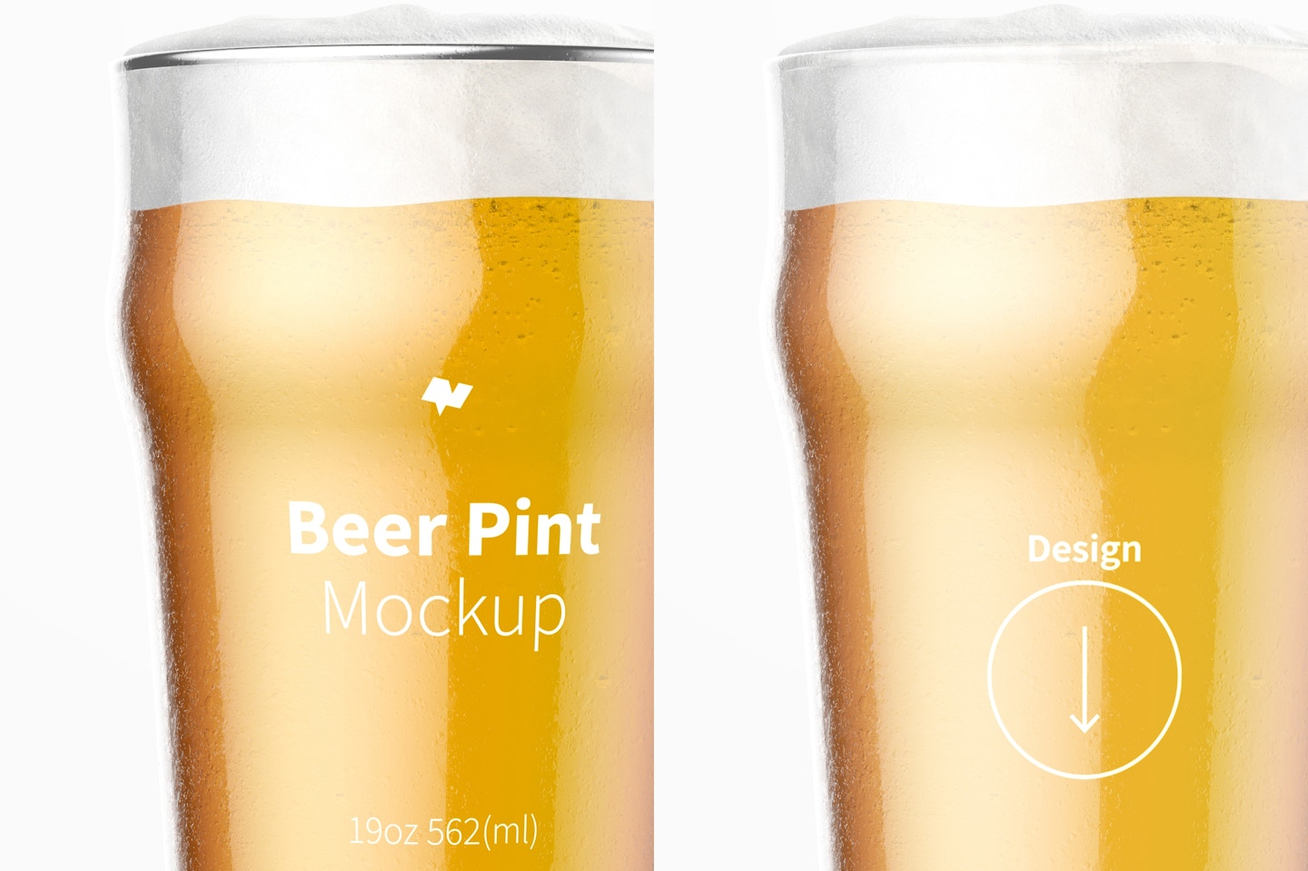 19 oz Beer Nonic Pint Glass Mockup, Close Up