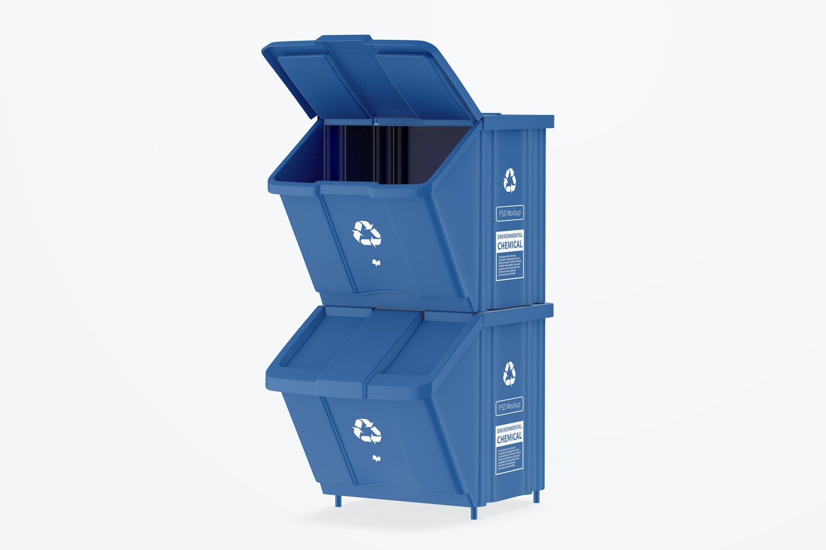 Bin Kit with Lid Mockup, Stacked