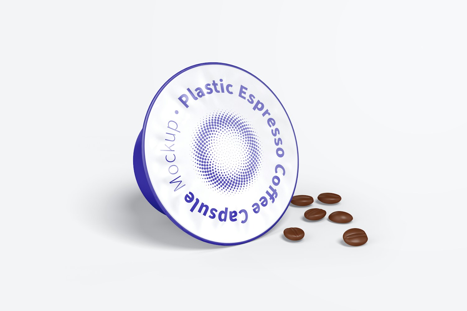 Plastic Espresso Coffee Capsule Mockup with Grains