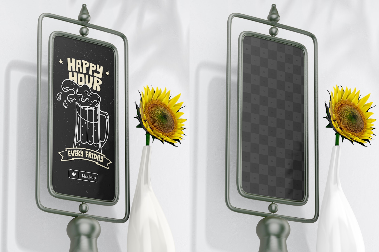 2 Sided Chalkboard on Stand Mockup, Perspective View