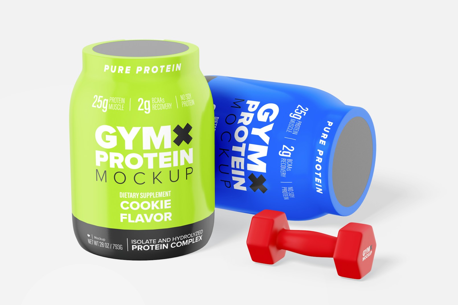 Protein Powder Container with Label Set Mockup