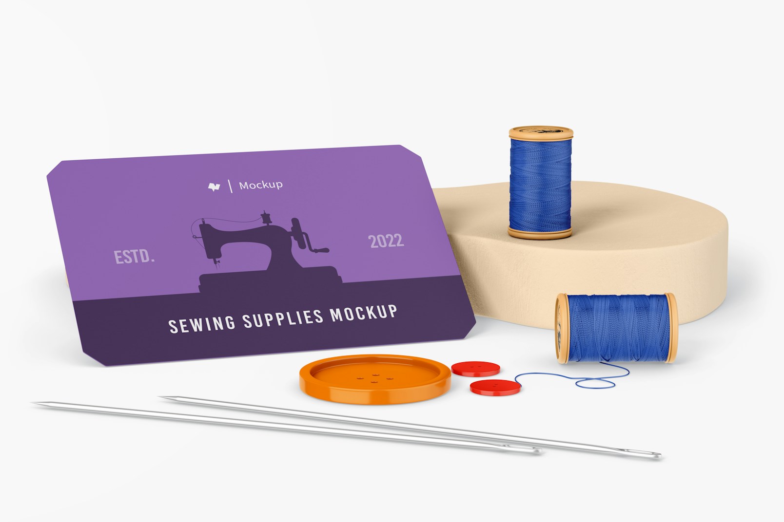Sewing and Stationery Mockup, Leaned
