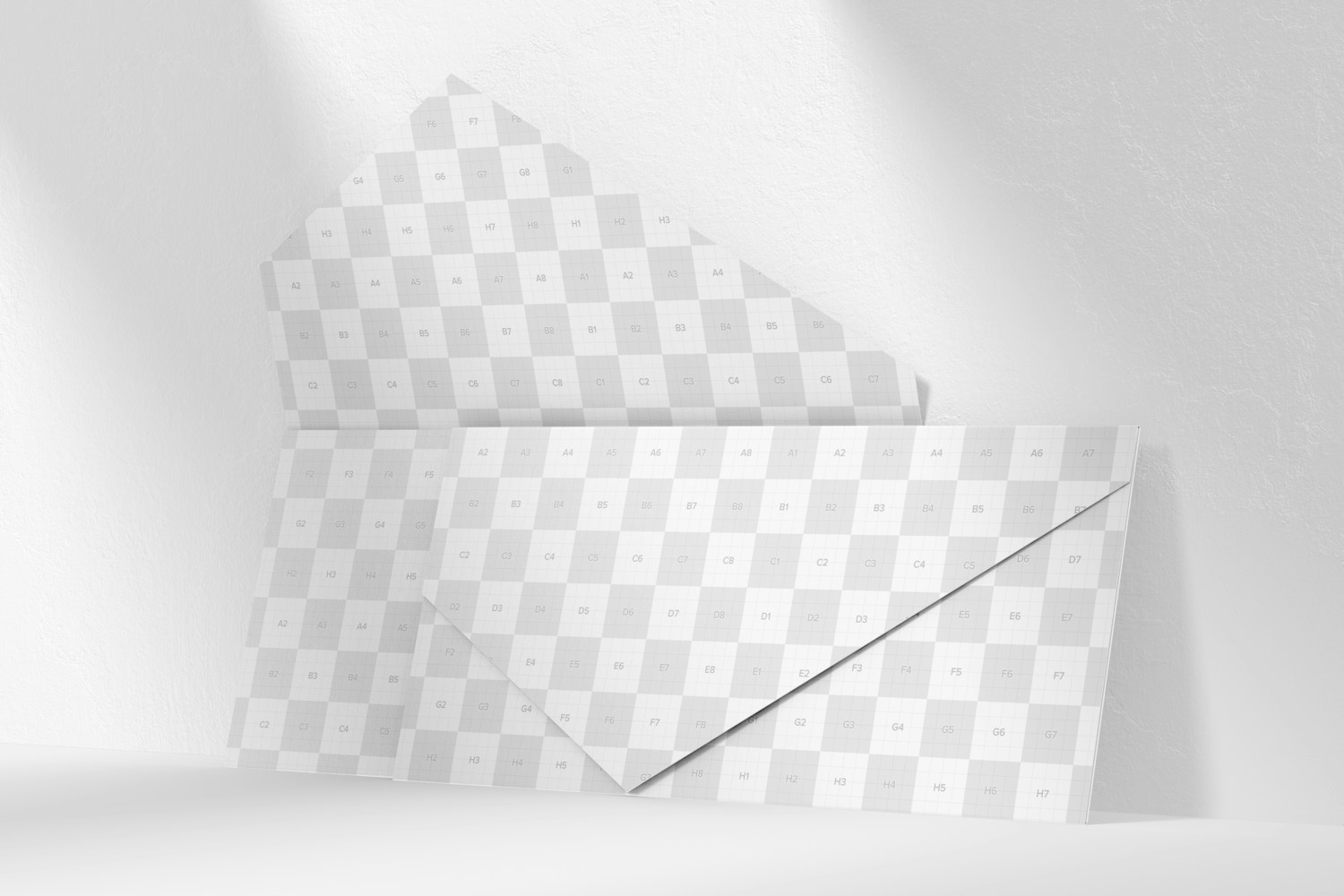 Rectangular Paper Envelopes Mockup, Leaned