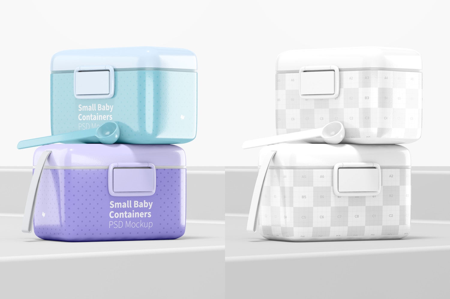 Small Baby Milk Powder Container Mockup, Perspective