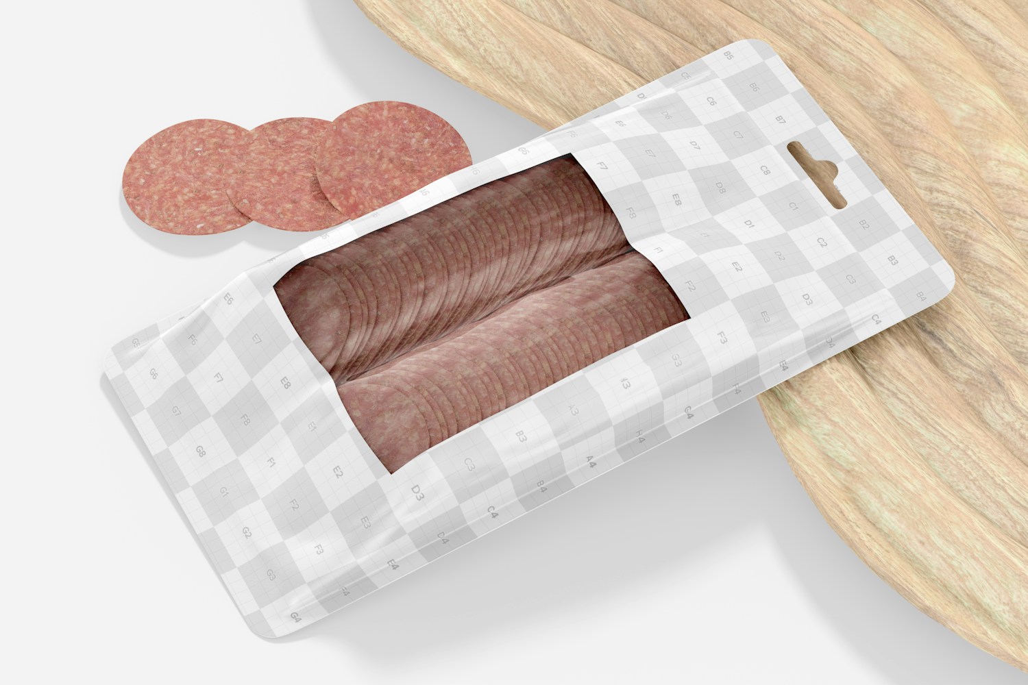 Salami Packaging Mockup, Leaned