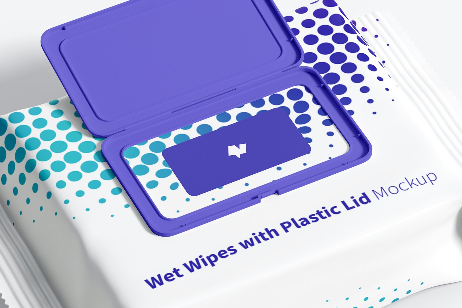 Wet Wipes Large Packaging with Plastic Lid Mockup, Top View