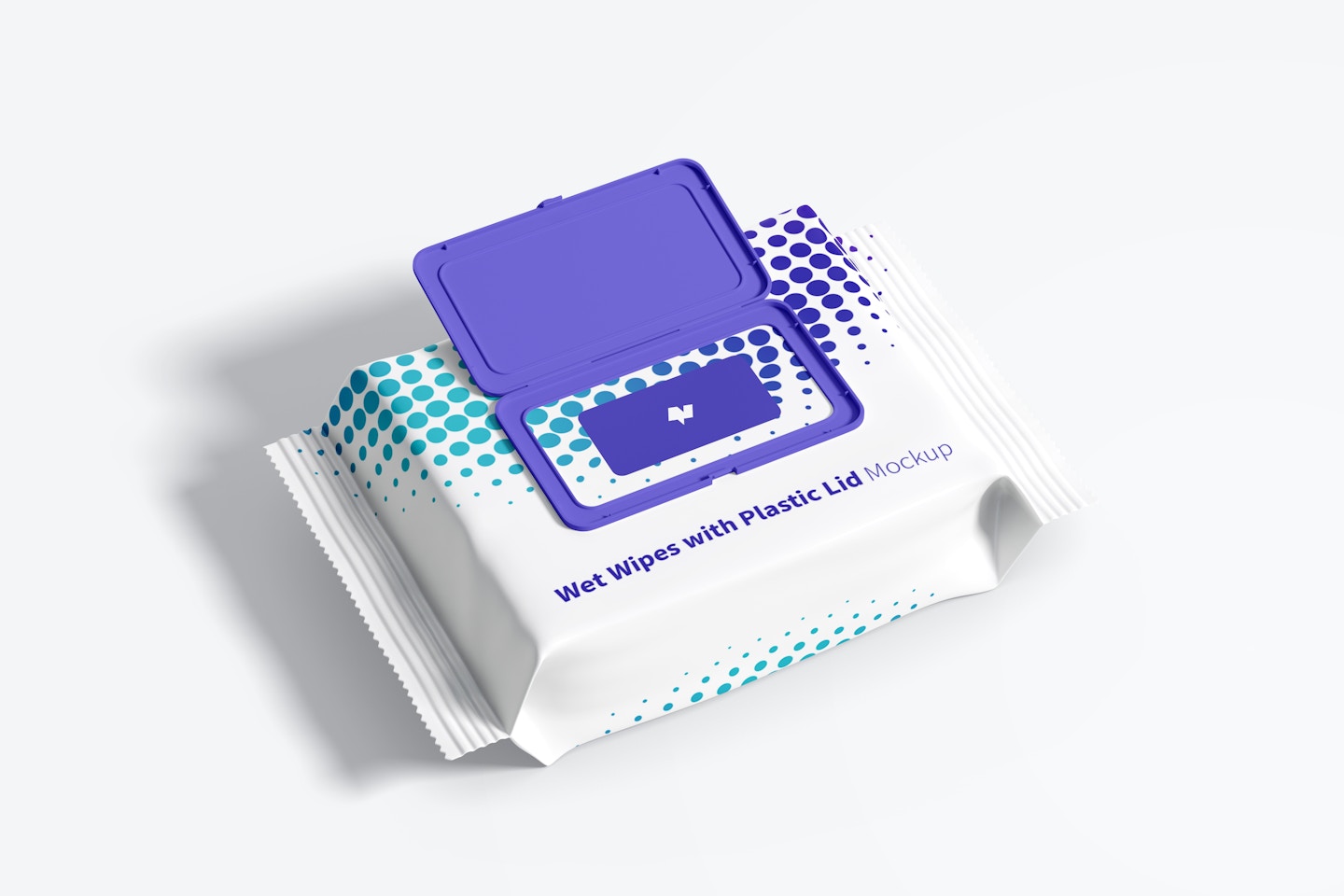 Wet Wipes Large Packaging with Plastic Lid Mockup, Top View