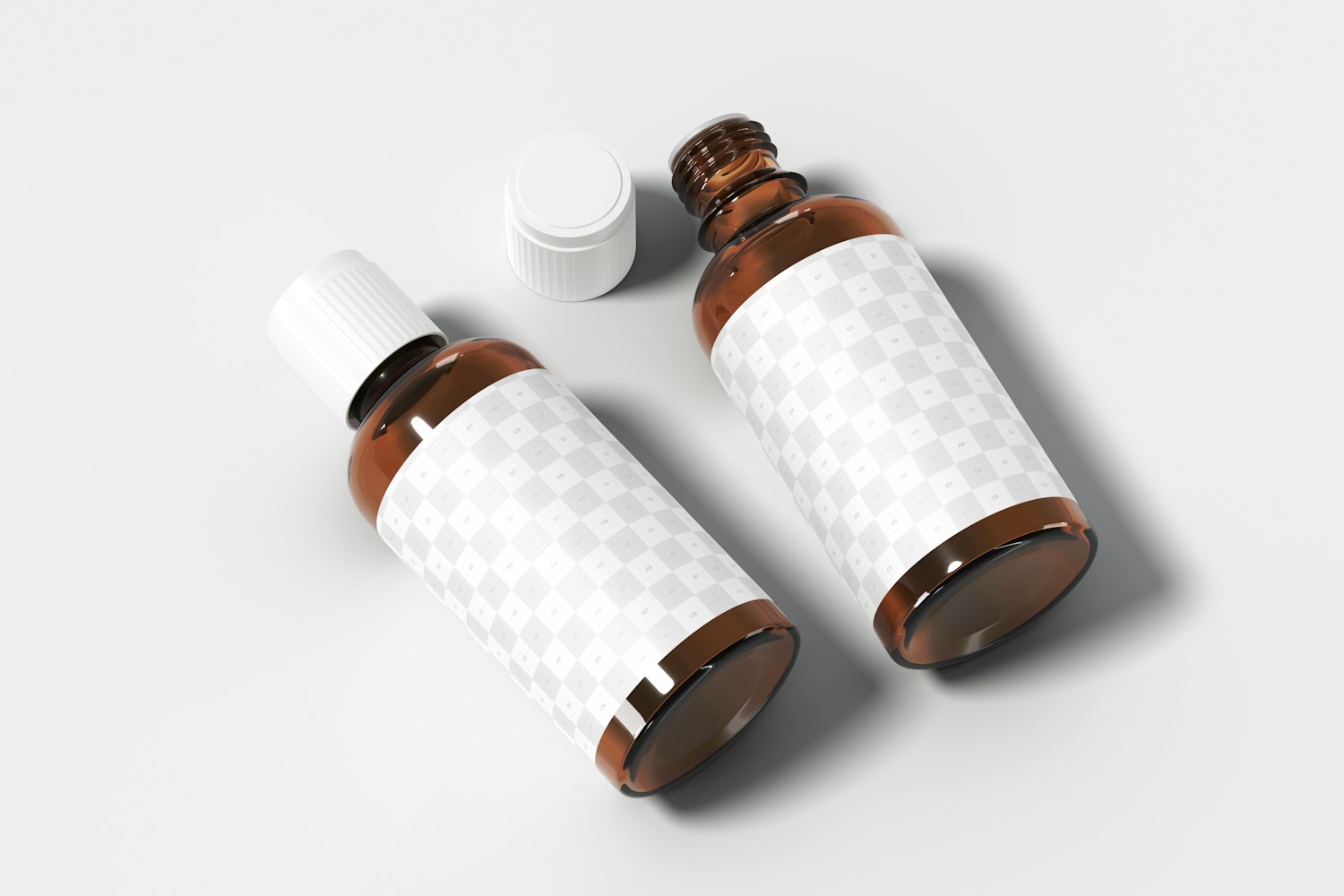 Euro Dropper Bottles with Orifice Reducers Mockup, Perspective