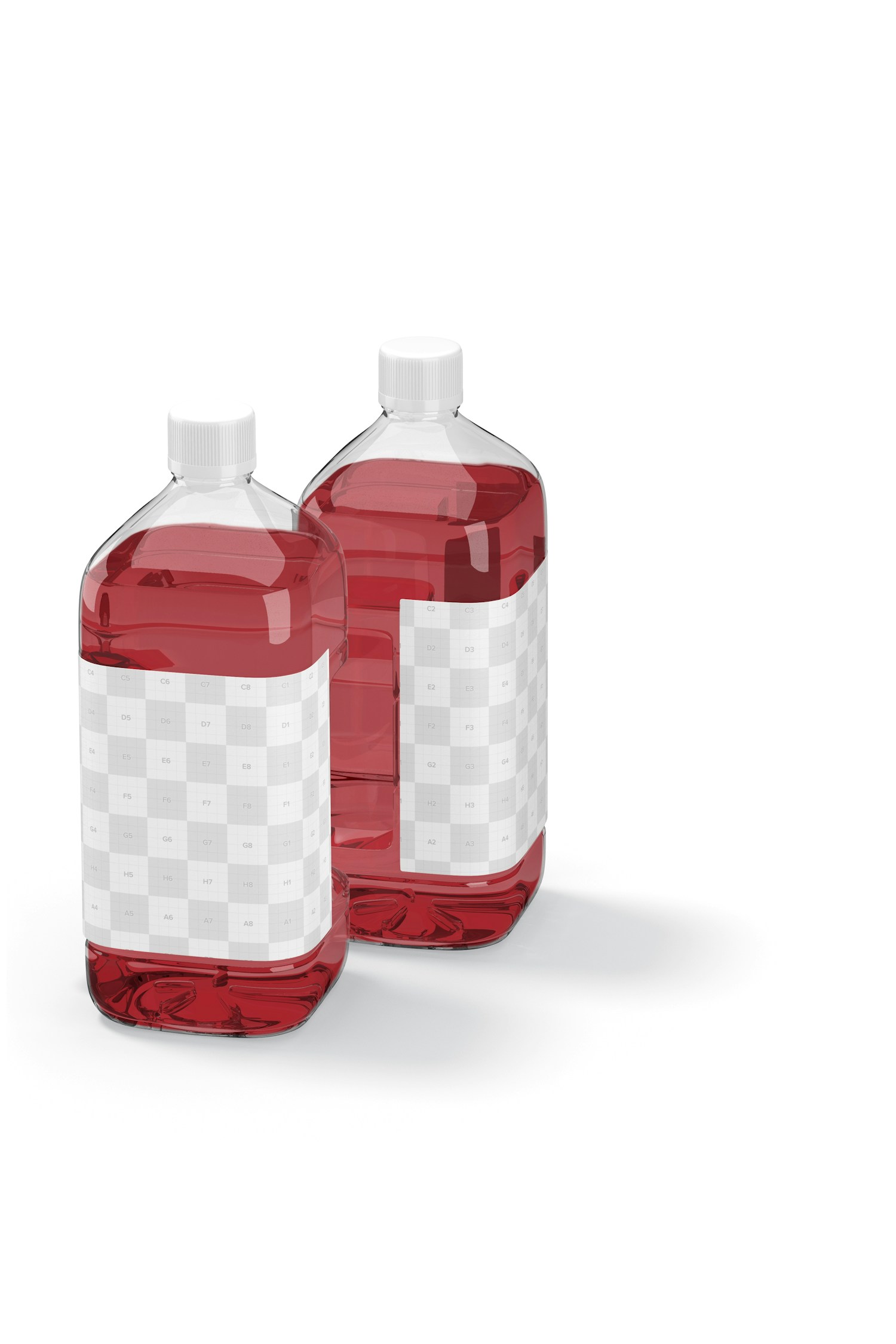 Maqueta de Botellas Transparentes de Jugo 64 oz, Perspectiva