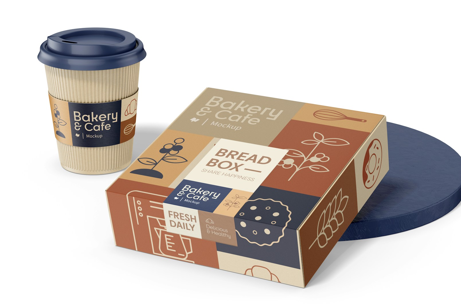Bread Box with Label Mockup, Leaned