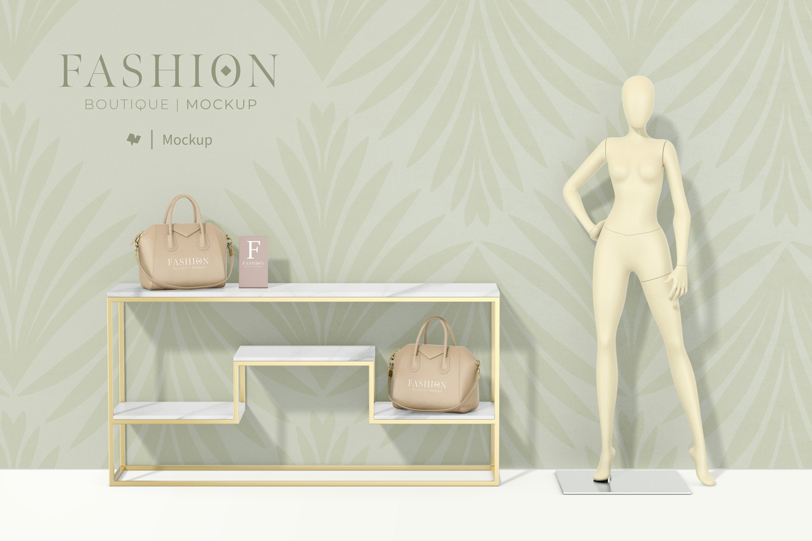 Wall with Clothing Stand Mockup, Front View