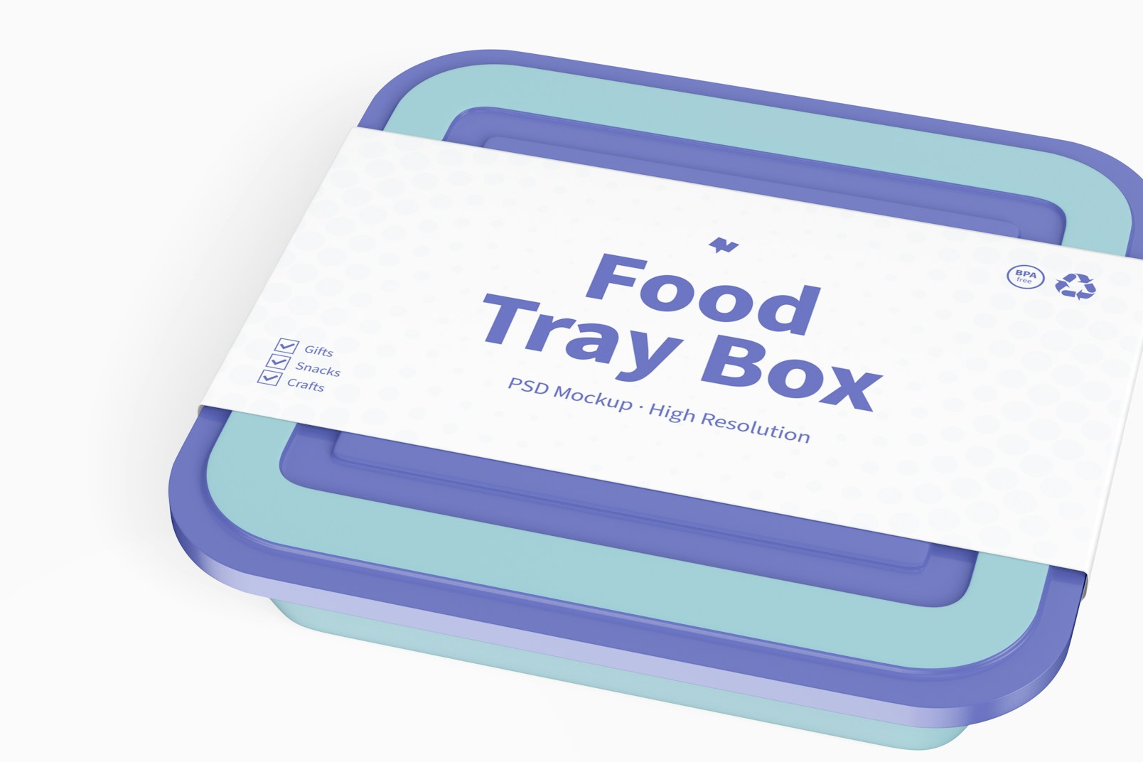 Food Tray Box with Lid Mockup, Close Up