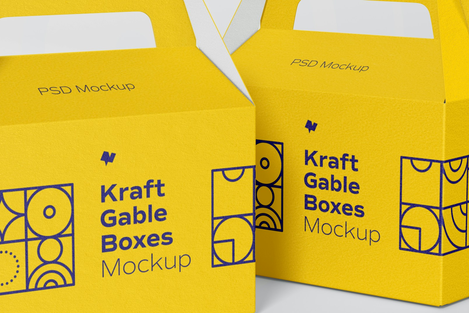 Kraft Gable Boxes Mockup, Close Up