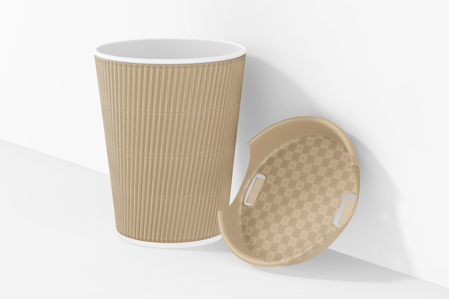 Maqueta de Vaso Eco con Tapa para Café, Vista Izquierda