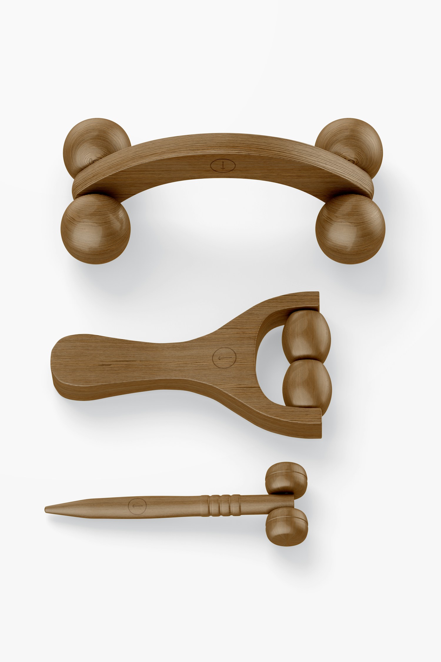 Bamboo Massagers Set Mockup, Top View Bamboo Massagers Set Mockup, Top View