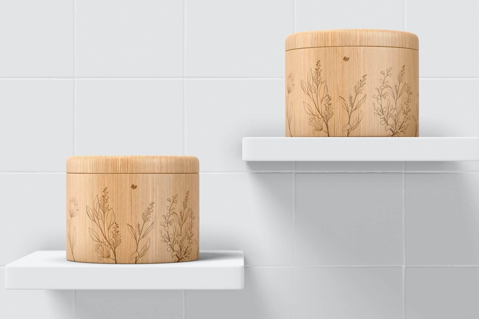 Bamboo Spices Containers Mockup, Front View