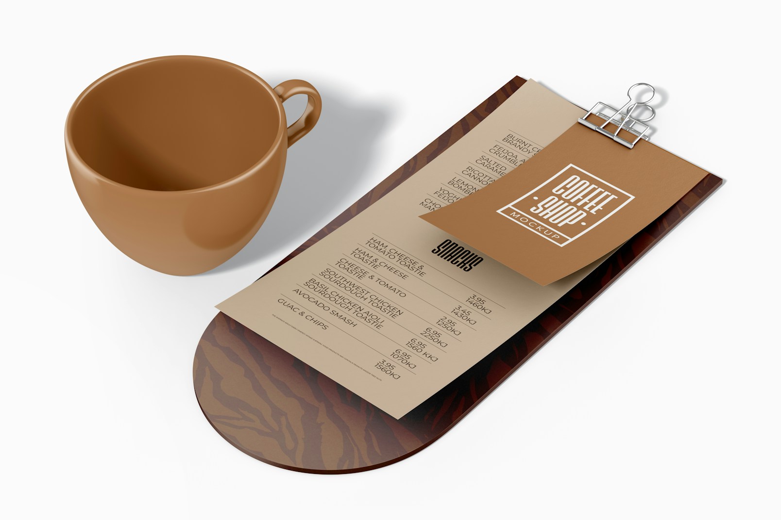 Menu with Clip Mockup, Side View