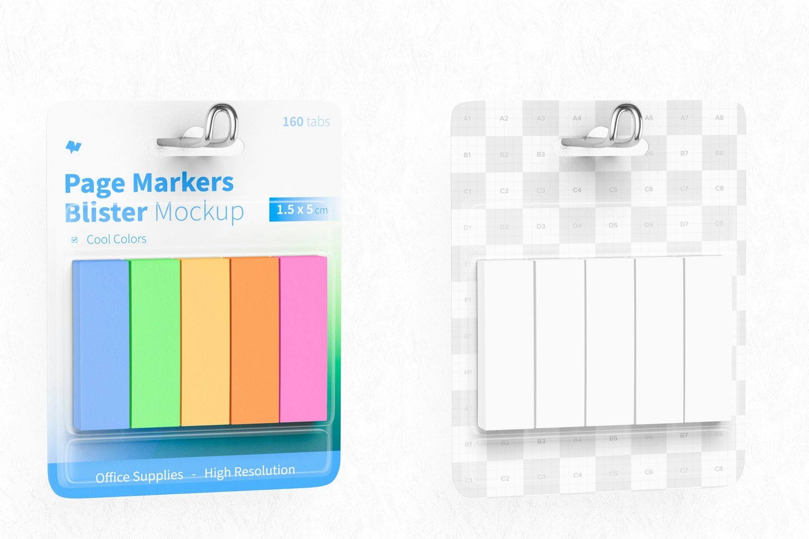 Page Markers Blister Mockup, Hanging