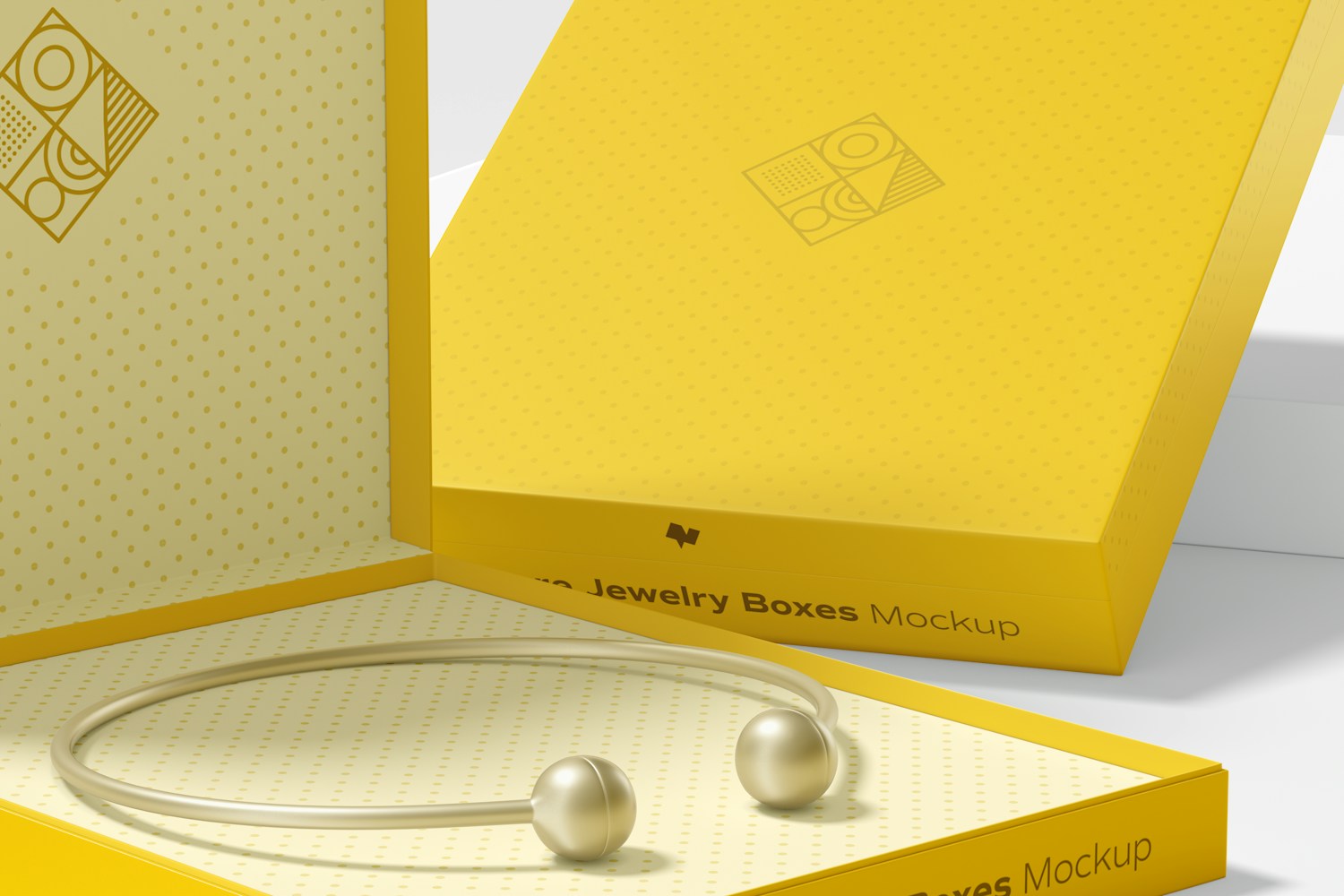 Square Jewelry Boxes Mockup, Close-Up Square Jewelry Boxes Mockup, Close-Up