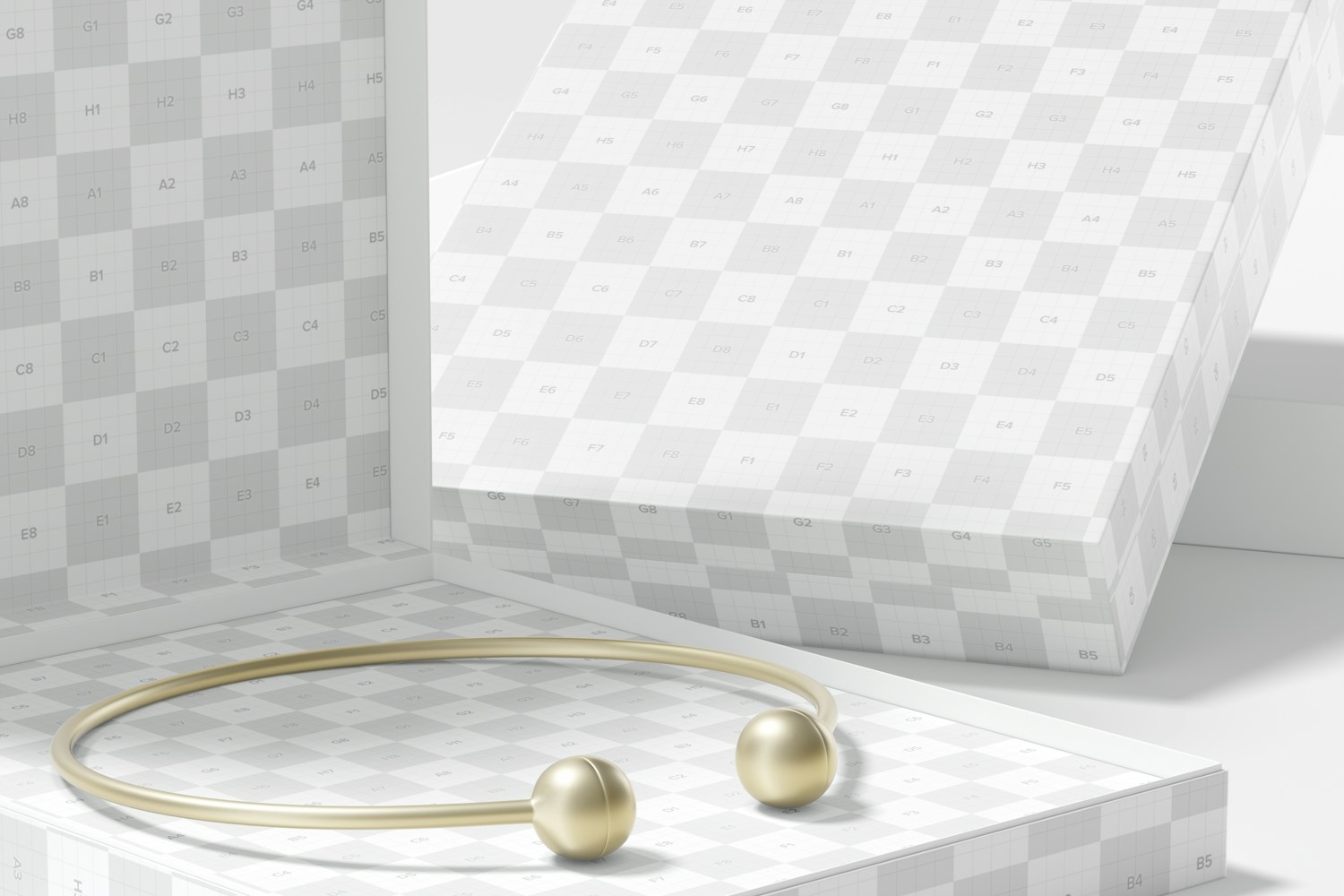 Square Jewelry Boxes Mockup, Close-Up Square Jewelry Boxes Mockup, Close-Up