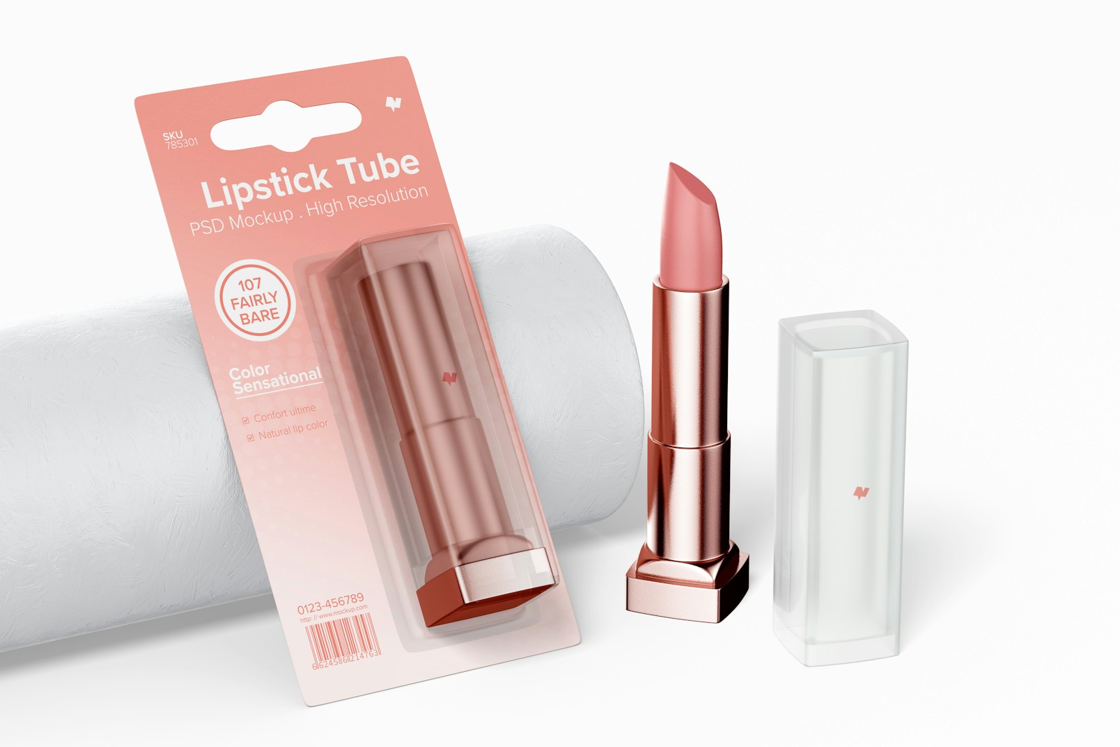 Lipstick Tube on Blister Mockup, Opened