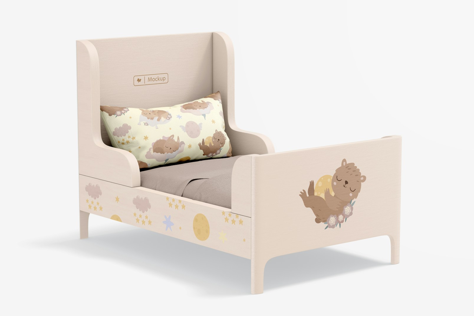Child Bed Mockup, Right View