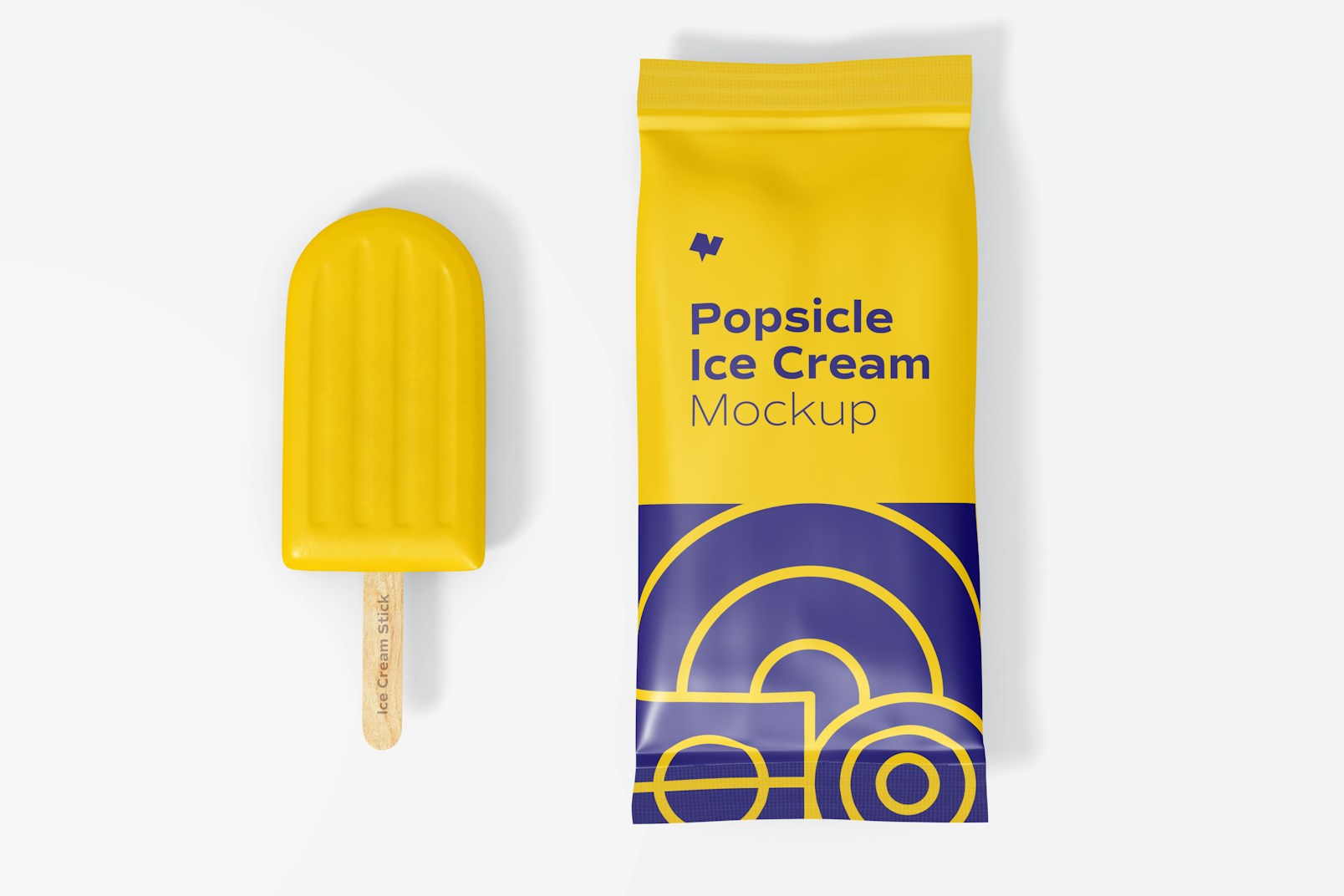 Popsicle Ice Cream Packaging Mockup, Top View