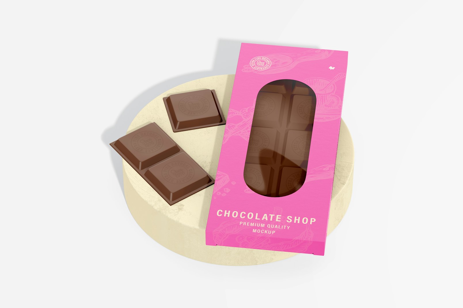 Maqueta de Caja con Ventana Ovalada para Chocolate