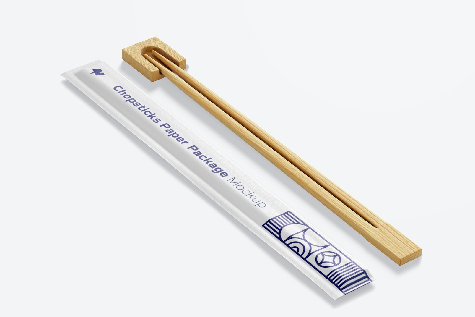 Chopsticks Paper Package Mockup, Perspective View