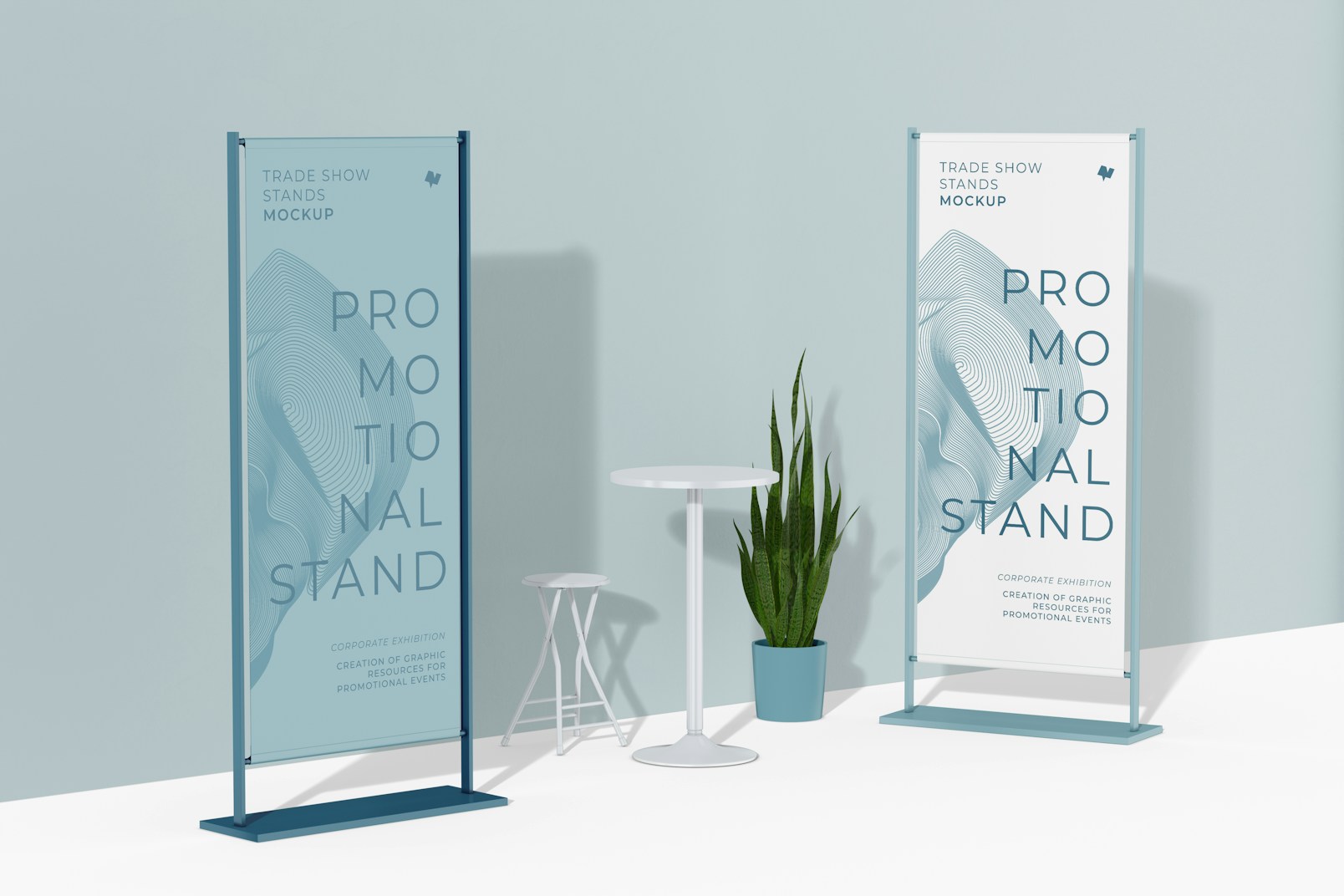 Promotional Stand Mockup, Front Left View