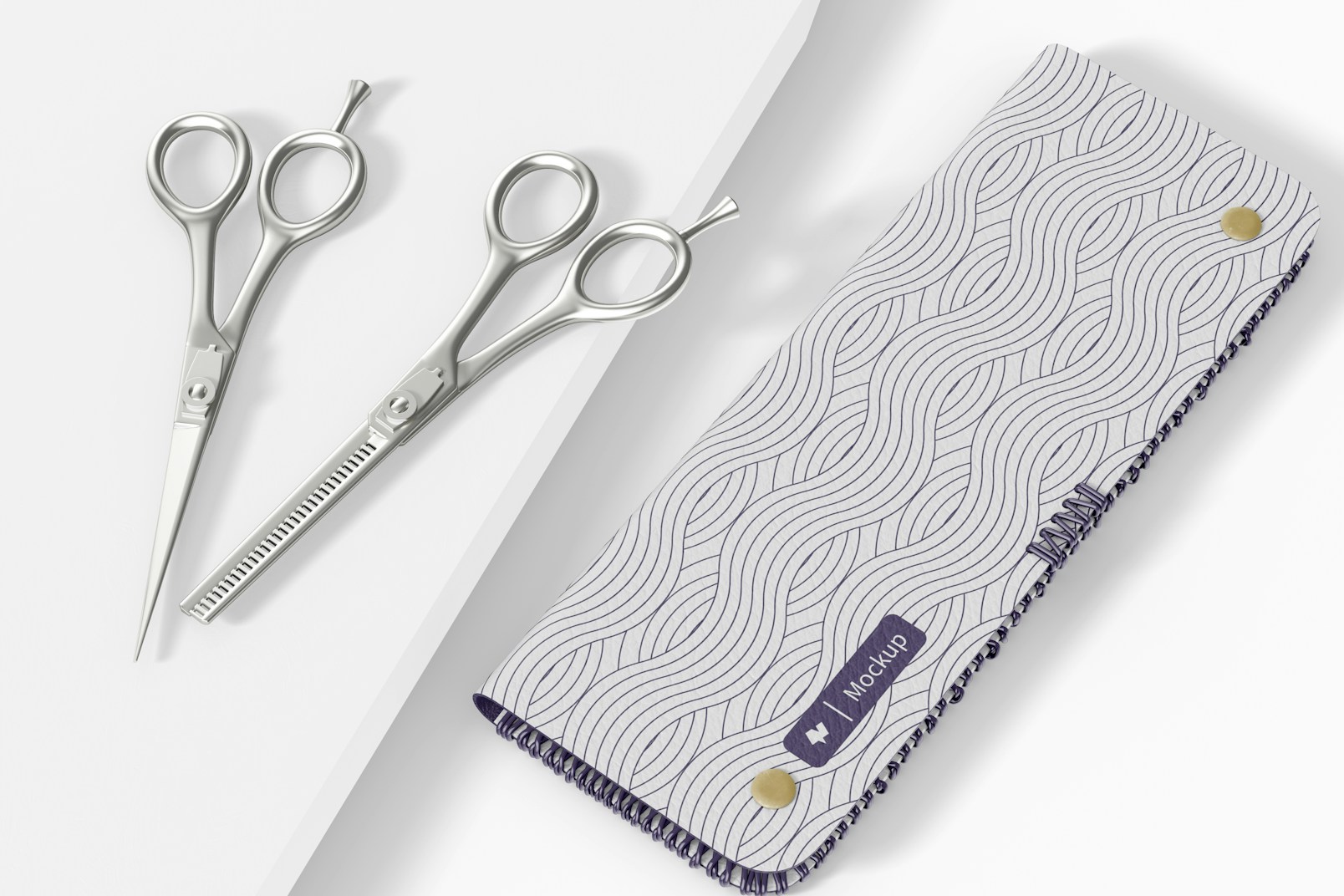 Hair Scissors With Case Mockup, Right View