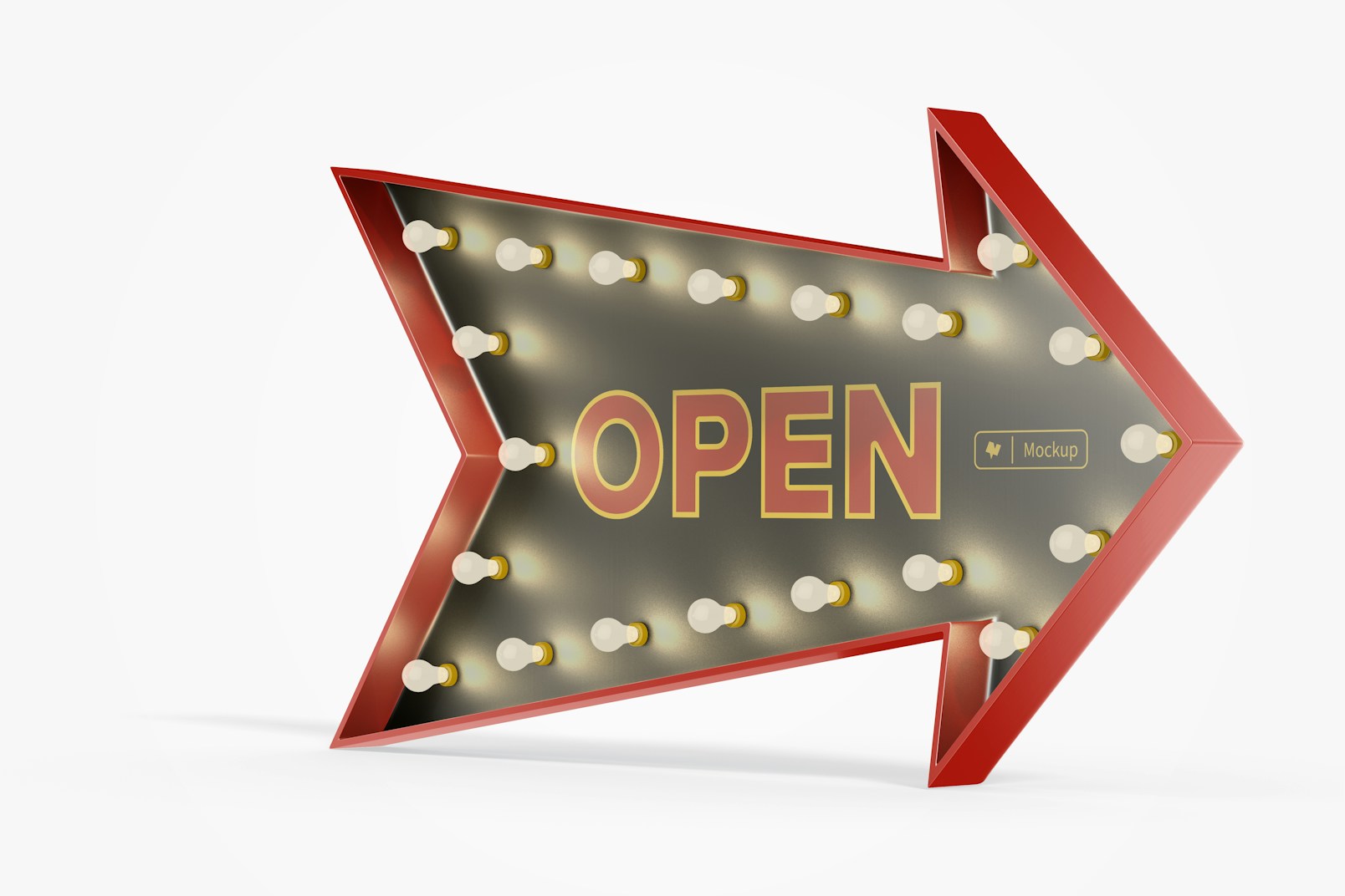 Luminous Arrow Promotional Sign Mockup, Perspective View