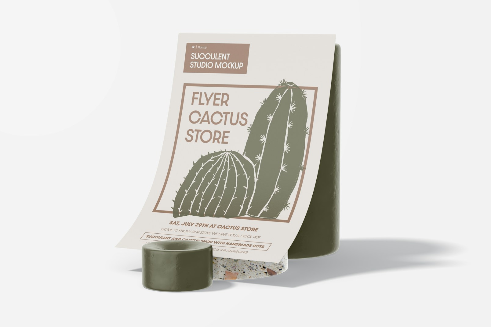 Flyer Cactus Store Mockup, Side View