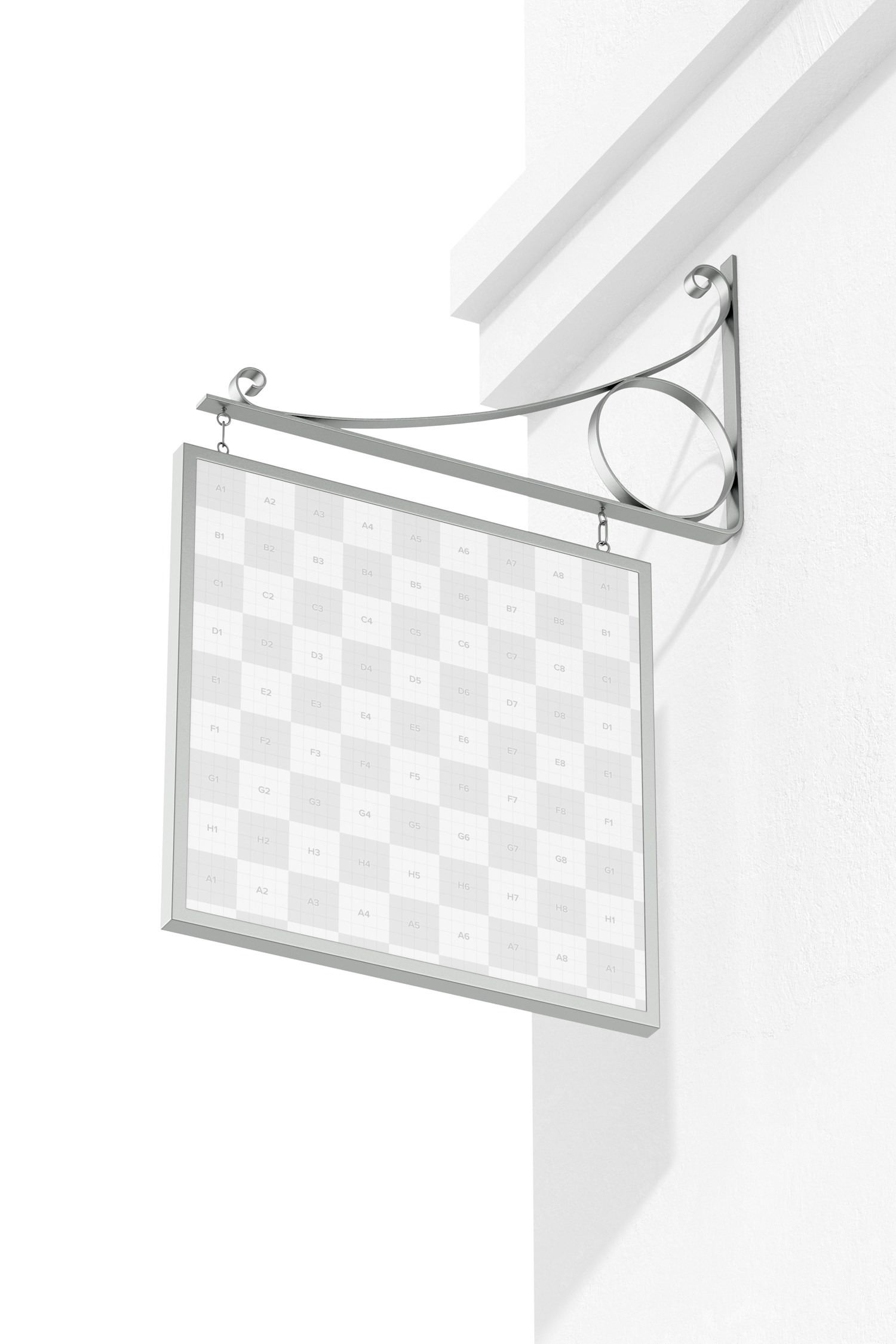 Modern Hanging Sign Mockup, Low Angle View