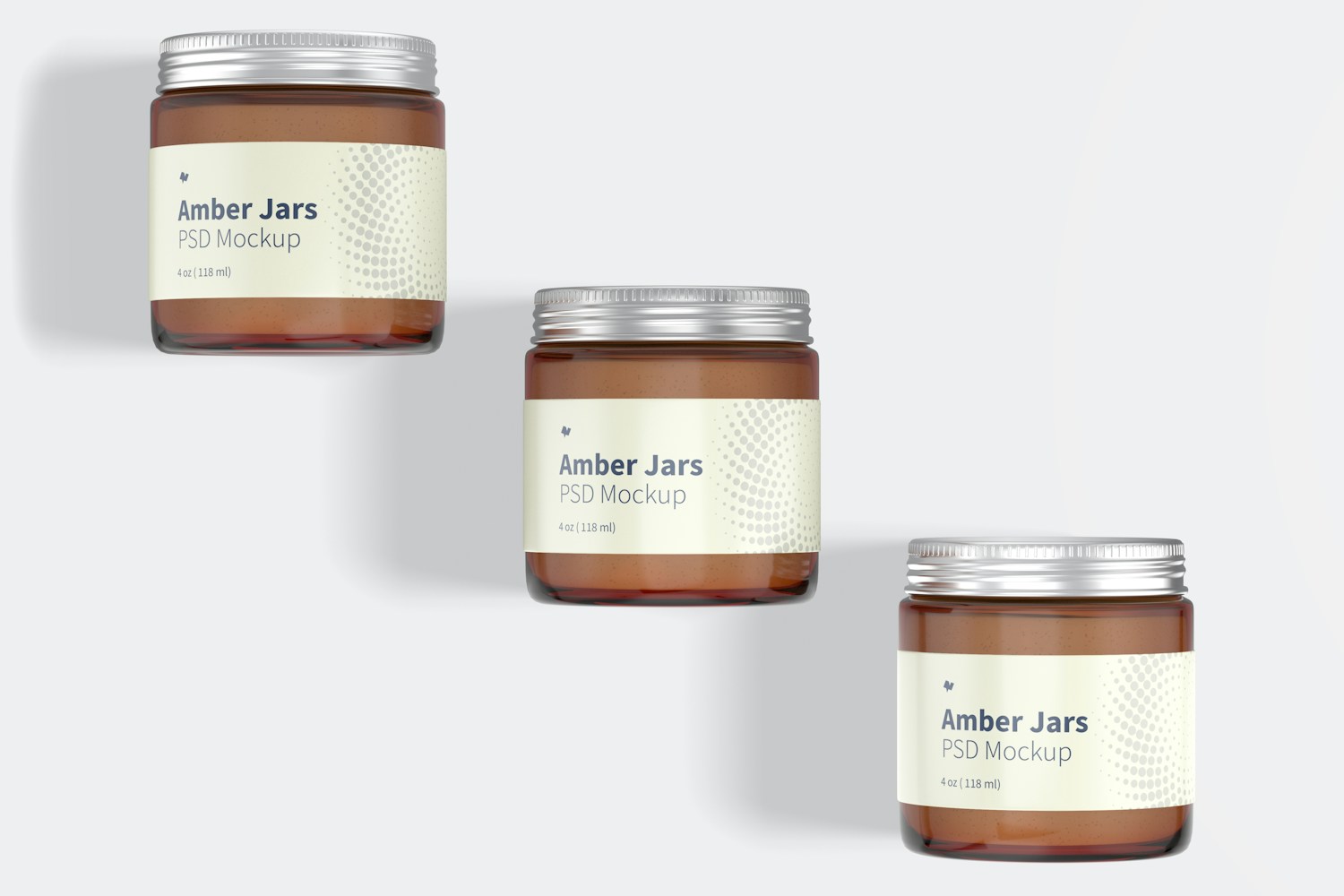 Amber Jars with Metallic Cap Mockup, Top View