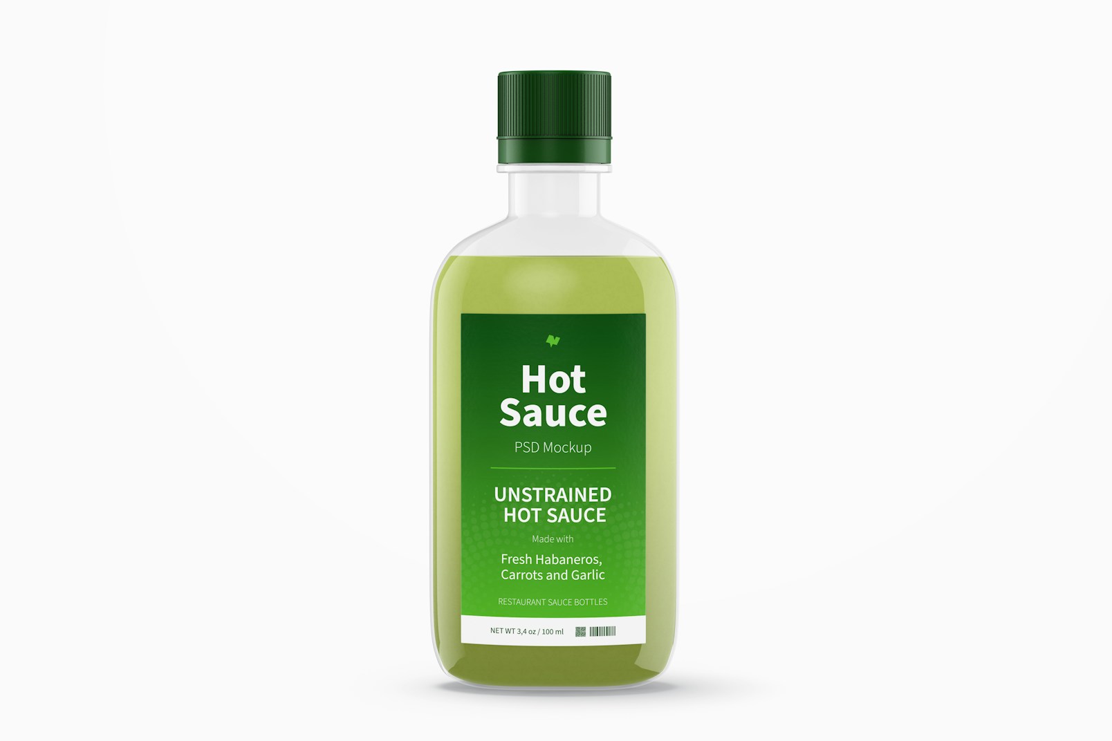 100 ml Hot Sauce Bottle Mockup, Front View